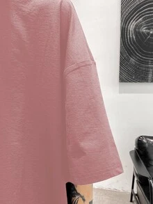 Manfinity Men Letter Graphic Drop Shoulder Tee - Pink - View 5