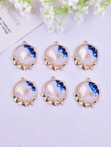 6 mặt dây chuyền hình vỏ sò kiểu đại dương, làm từ hợp kim nhựa epoxy trong suốt, phụ kiện trang sức tự làm. - Nhiều màu - Xem 2