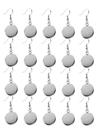 20pcs/set Minimalist Stainless Steel Round DIY Earring Base For Women For DIY Jewelry Making