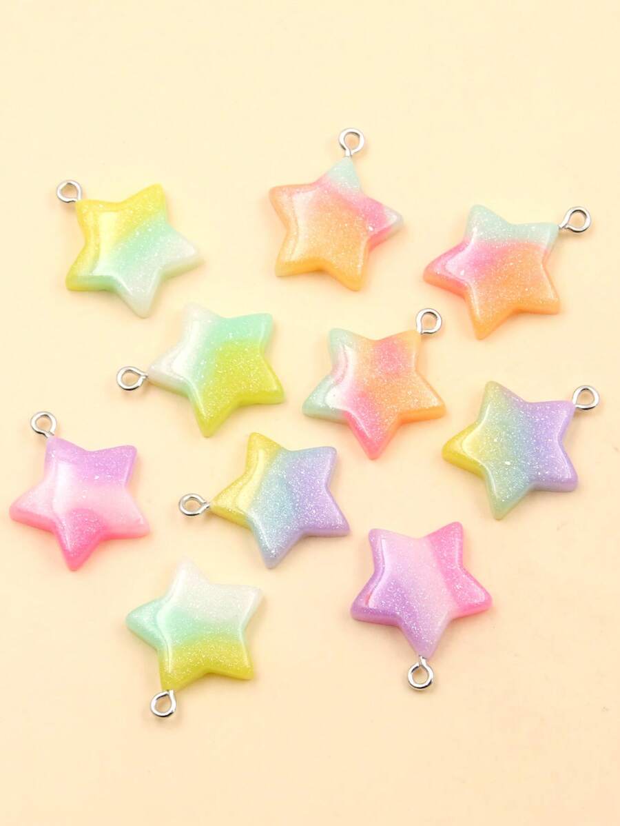10pcs/set Ombre Star DIY Pendant - Multicolor - View 1