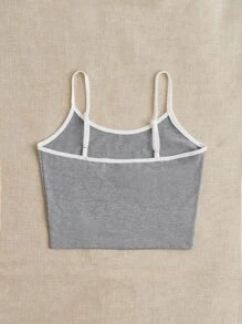 SHEIN EZwear 日月圖案撞色滾邊吊帶上衣 - 淺灰色 - 查看 2