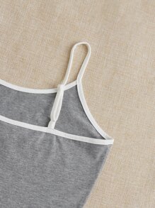 SHEIN EZwear 日月圖案撞色滾邊吊帶上衣 - 淺灰色 - 查看 4