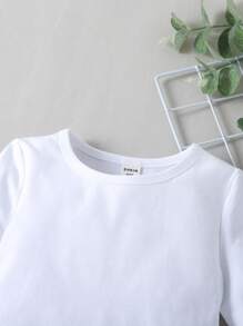 SHEIN Toddler Boys Coconut Tree & Letter Graphic Tee - White - View 5