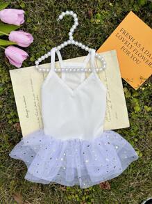 1pc Star Decor Pet Dress For Dog And Cat For Spring - White - View 2