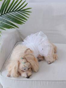 1pc Star Decor Pet Dress For Dog And Cat For Spring - White - View 5