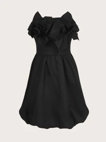 Aveloria Vestido unicolor ribete con fruncido