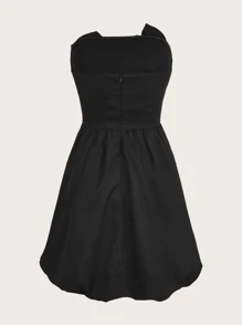 Aveloria Vestido unicolor ribete con fruncido