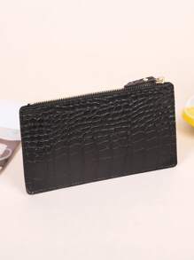 Crocodile Embossed Card Holder Black Multi-Card Card Organizer Storage Credit Cards Slim Lightweight Zipper Portable Cash Money ID Card Credit Card Coin Pocket Short Wallet Small Pouch Small Purse Pocket Wallet For Birthday Gift Gift Anniversary On Valentine Day Couple Female Lady Girls Women Teenagers For College Student School Student Men Male Gift