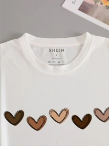 INAWLY Áo thun nữ Tim Giải trí - trắng - Xem 3