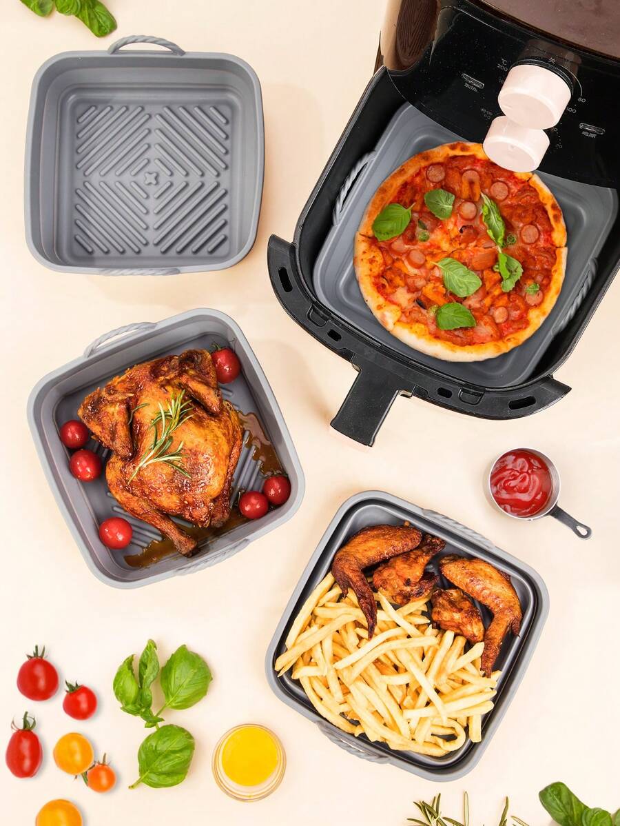 SHEIN Basic living 1 PC Silicone Nồi Chiên Không Dầu Air Fryer Nồi Lót Nồi Chiên Không Dầu Air Fryer Nhà Bếp Nồi Chiên Không Dầu Air Fryer Lót Nồi Chiên Không Dầu Air Fryer Giấy Airfryer Air Frier - Xám - Xem 1