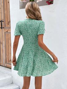 SHEIN Frenchy Đầm Dây kéo Họa tiết hoa Boho - màu xanh lá - Xem 2