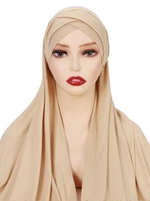 1 khăn trùm đầu thông thường cho nữ để trang trí hàng ngày - Màu be - Xem 1