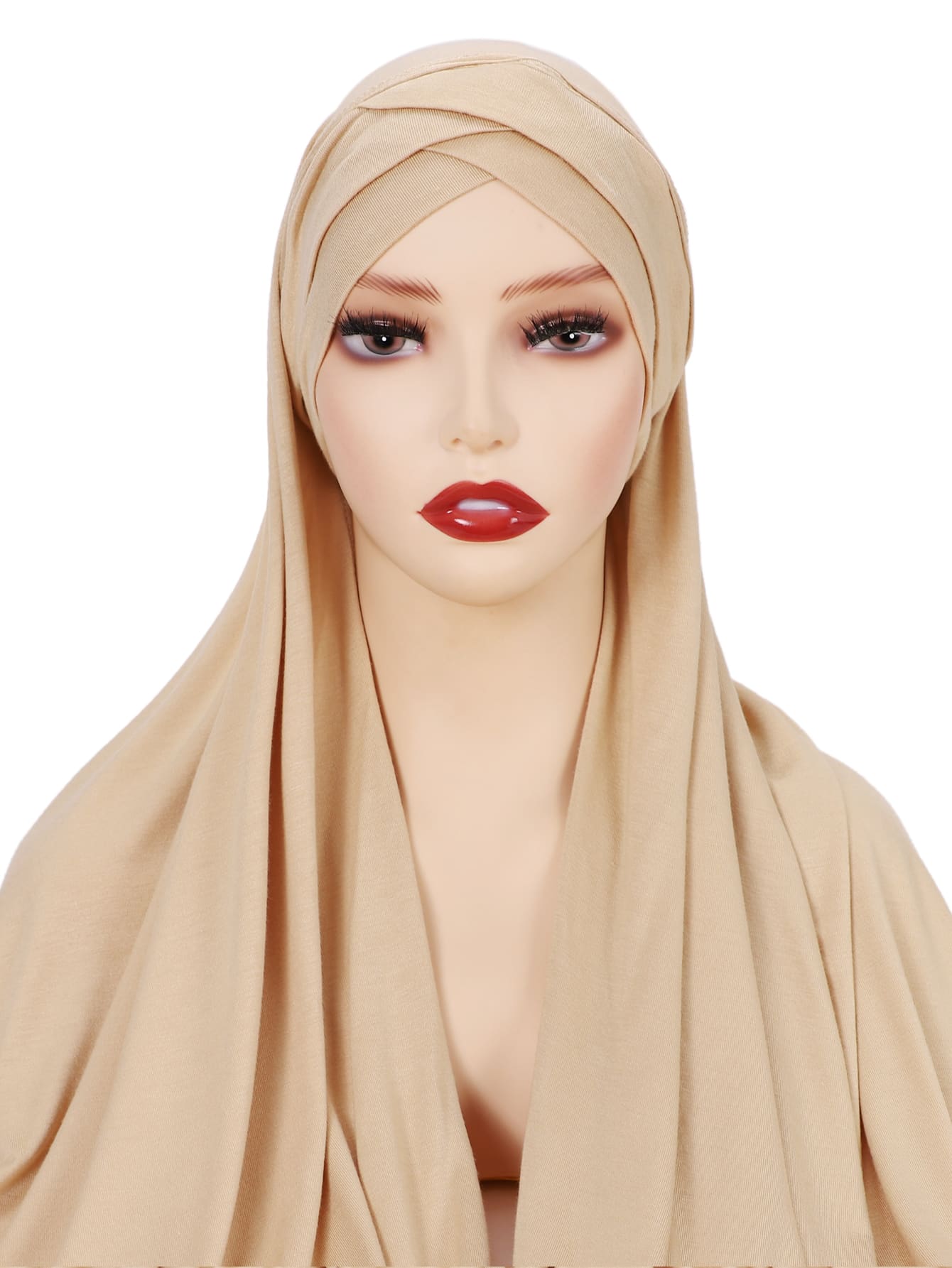 1 khăn trùm đầu thông thường cho nữ để trang trí hàng ngày - Màu be - Xem 1