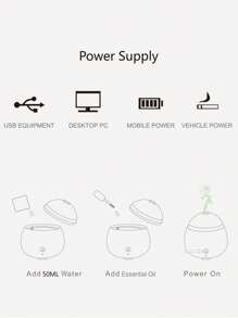 1入組迷你USB超聲波精油擴散器 - 黑與白 - 查看 3