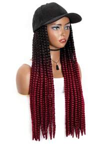 長款編織人造假髮帶帽子 - 拼色 - 查看 5