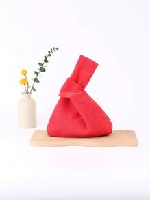 Fashionable Classic Corduroy Clutch Handbag, Wristlet Bag, Phone Bag, Small Square Purse For Outdoor Activities Valentines - Red - View 1