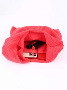 Fashionable Classic Corduroy Clutch Handbag, Wristlet Bag, Phone Bag, Small Square Purse For Outdoor Activities Valentines - Red - View 3