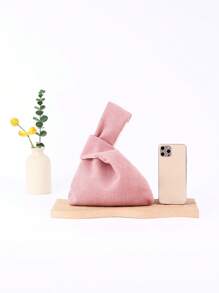 Túi Hobo Tối Giản Nhỏ Vải Nhung Màu Hồng - Hồng - Xem 3