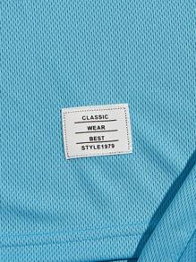 Manfinity VCAY Men Letter Graphic Contrast Trim Tank Top & Drawstring Waist Shorts - Blue - View 5