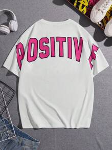 Manfinity VCAY Men Casual Letter Graphic Short Sleeve Tee - White - View 2