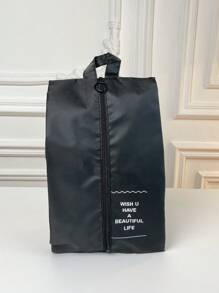 8pcs Letter Graphic Travel Storage Bag Set Black Clothes Storage Bag,Travel Organizer Set,Packing Cube Set,Suitcase Storage Bag Set,Travel Storage Set With Shoe Toiletry and Laundry Bags School Supplies Room Decor Bedroom Decor Dorm Essentials for School Student Teacher - Black - View 5