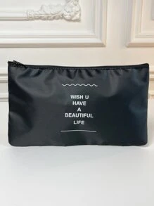 8pcs Letter Graphic Travel Storage Bag Set Black Clothes Storage Bag,Travel Organizer Set,Packing Cube Set,Suitcase Storage Bag Set,Travel Storage Set With Shoe Toiletry and Laundry Bags School Supplies Room Decor Bedroom Decor Dorm Essentials for School Student Teacher - Black - View 6