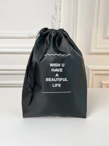 8pcs Letter Graphic Travel Storage Bag Set Black Clothes Storage Bag,Travel Organizer Set,Packing Cube Set,Suitcase Storage Bag Set,Travel Storage Set With Shoe Toiletry and Laundry Bags School Supplies Room Decor Bedroom Decor Dorm Essentials for School Student Teacher - Black - View 7