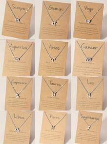 NAIZHU 1入組時尚星座吊墜項鍊適用於女士日常裝飾 - 銀色 - 查看 1