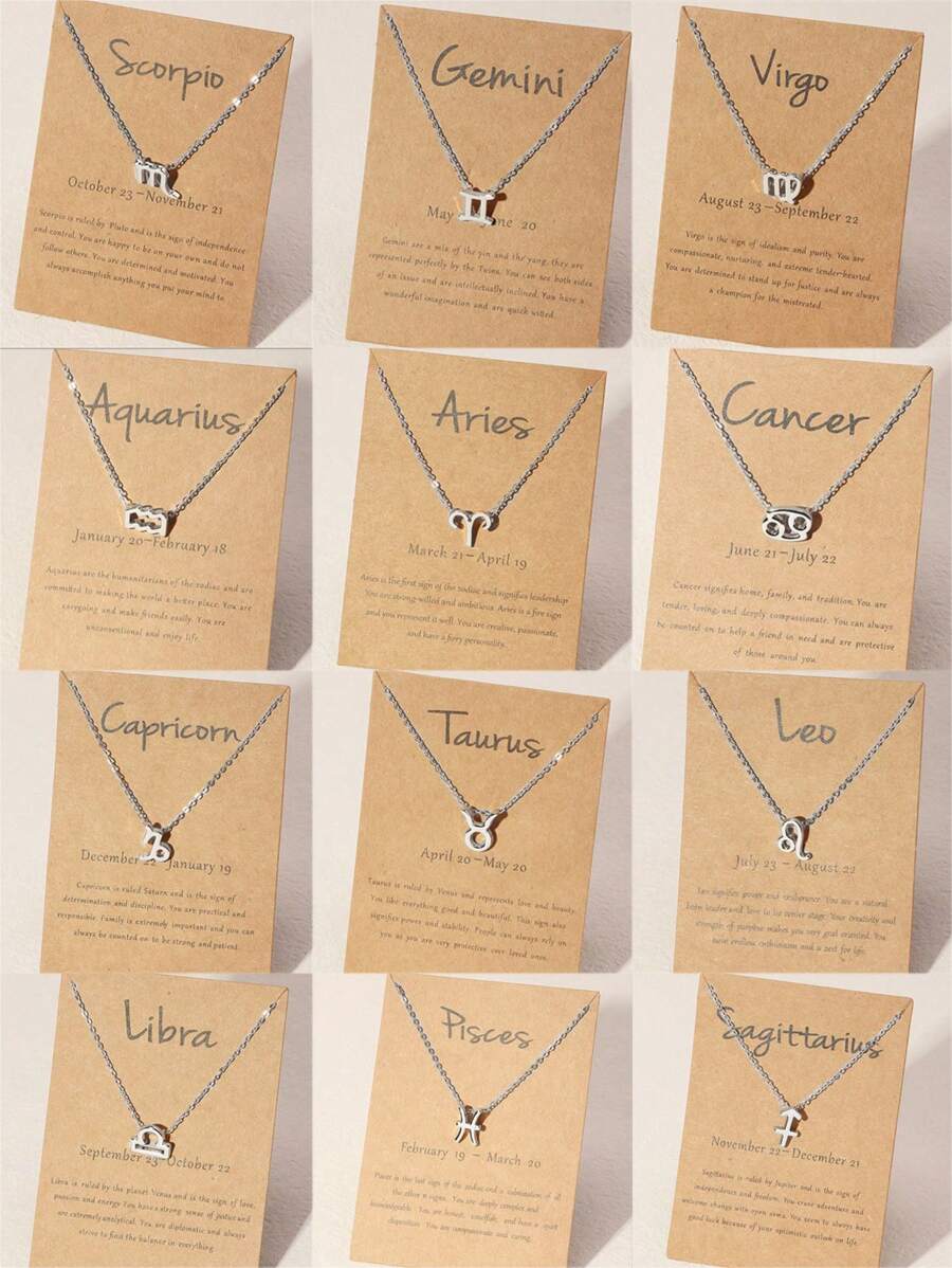 NAIZHU 1入組時尚星座吊墜項鍊適用於女士日常裝飾 - 銀色 - 查看 1