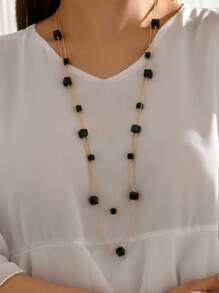 1入組時尚石頭裝飾長項鍊適用於女士日常裝飾