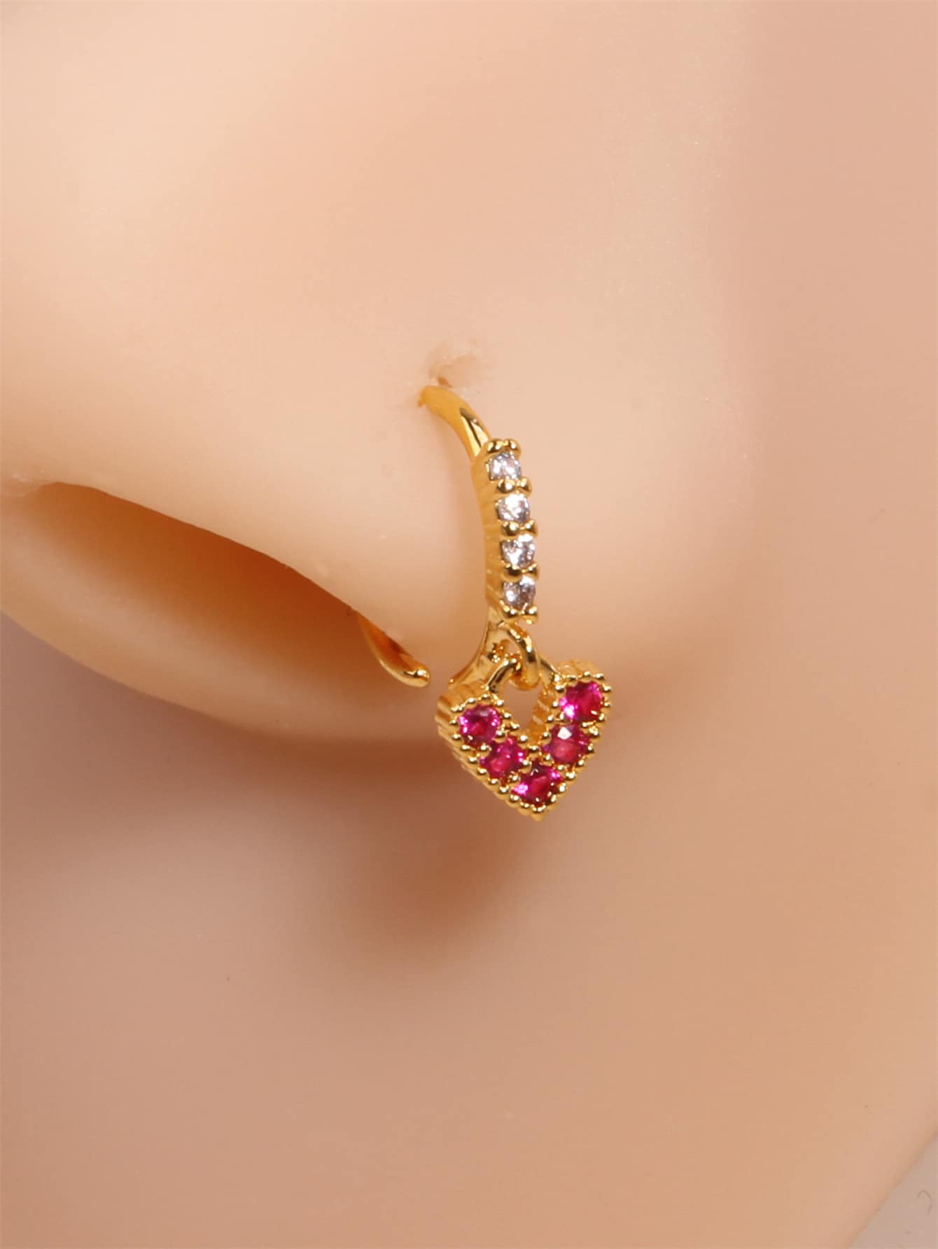1pc Fashion Copper Heart Charm Nose Ring For Women For Daily Decoration - Yellow Gold - View 1