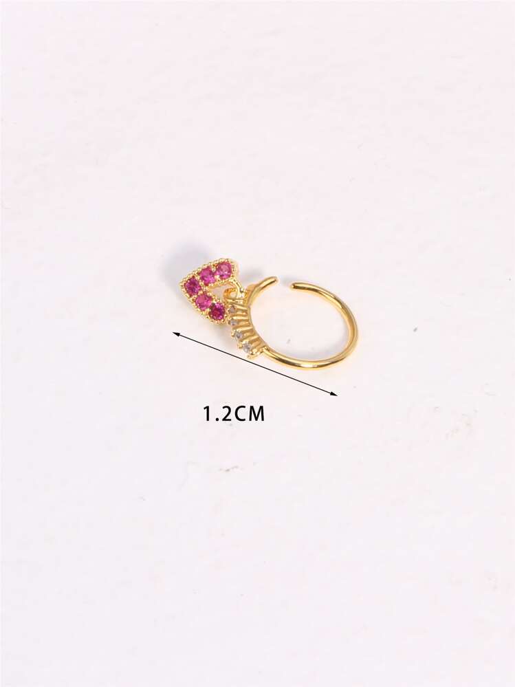 1pc Fashion Copper Heart Charm Nose Ring For Women For Daily Decoration - Yellow Gold - View 3