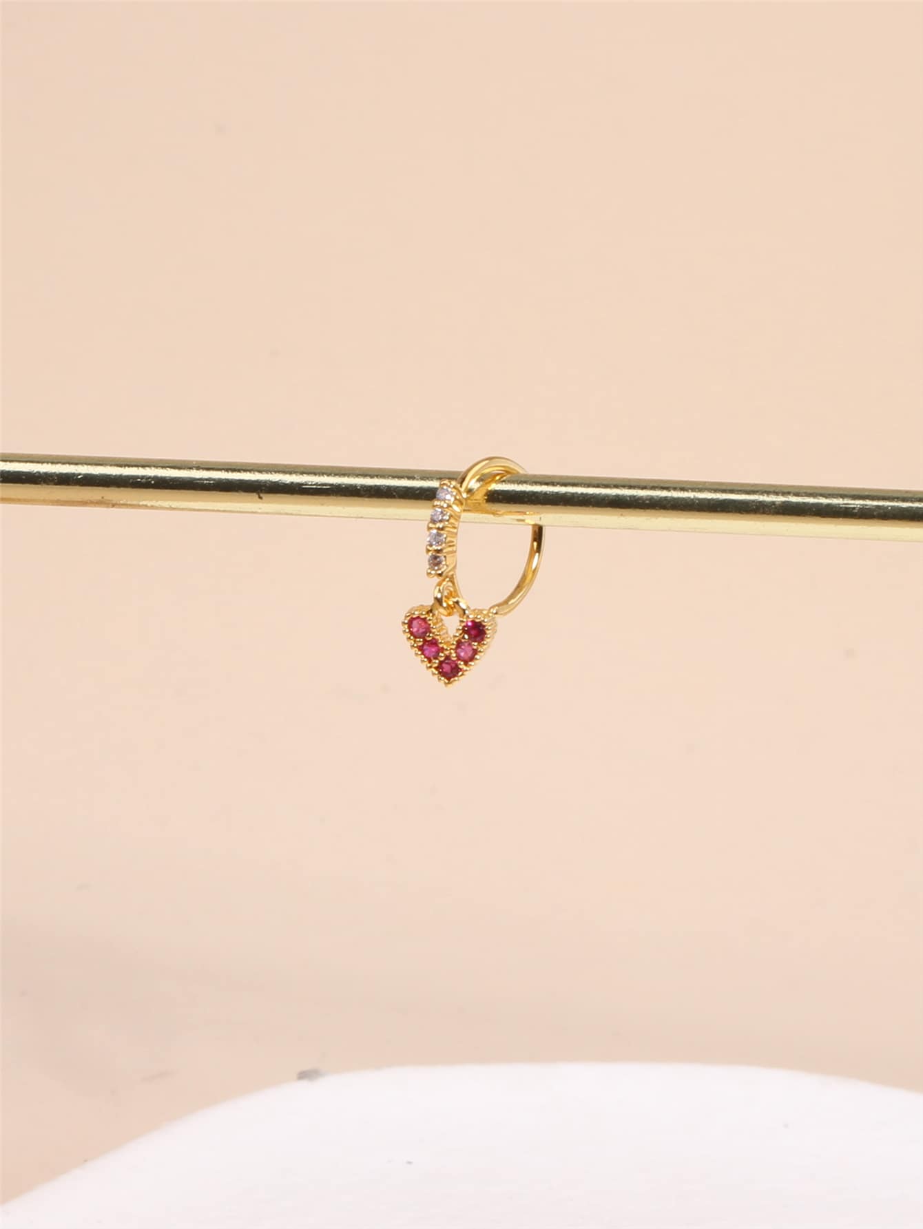 1pc Fashion Copper Heart Charm Nose Ring For Women For Daily Decoration - Yellow Gold - View 4