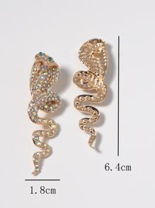 1對時尚蛇形耳釘適用於女士日常裝飾 - 彩色 - 查看 4