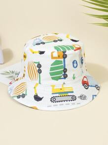 1pc Toddler Boys Excavator Pattern Cute Bucket Hat For Outdoor - Multicolor - View 2