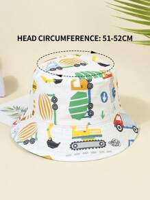 1pc Toddler Boys Excavator Pattern Cute Bucket Hat For Outdoor - Multicolor - View 3