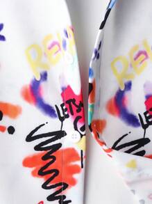 SHEIN 大童男孩字母圖形上衣和短褲,不含內搭 - 白色 - 查看 3