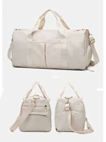 大容量健身運動旅行提包,男女通用隨身行李假日週末攜帶手提袋,附有濕乾分離,休閒多功能可攜帶鞋子的背包,適用於商務、度假、戶外、滑雪、運動配件等,旅行包、手提包、背包 - 白色 - 查看 6