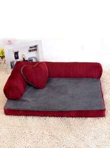1pc Detachable Corduroy Dog Bed Sofa, Suitable For Small And Medium Dogs And Cats - Multicolor - View 3