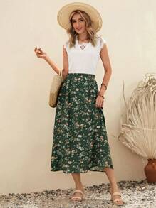 EMERY ROSE 滿版印花A字半身裙 - 彩色 - 查看 5