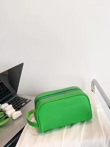 Minimalist Zipper Make Up Bag, Cosmetic Bag, Organizer Bag For Travel - Green - View 1