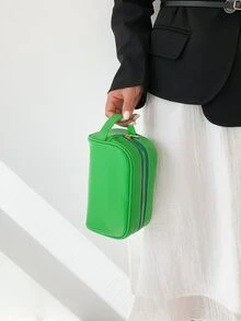 Minimalist Zipper Make Up Bag, Cosmetic Bag, Organizer Bag For Travel - Green - View 8