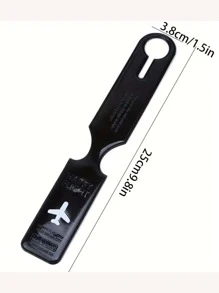 1pc Random Colour Luggage Tag Letter & Plane Embossed - Black - View 4