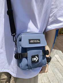 字母貼片方形包藍色口袋日常