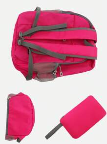 Neon Pink Laptop Backpack Zip Front Foldable, Waterproof,Lightweight,Portable School Bag for graduate, teen girls, freshman, sophomore, junior & senior in college, university & high school, perfect for outdoors, travel, sports, hiking & back to school - Hot Pink - View 4
