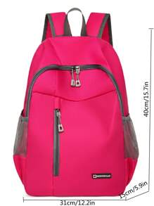 Neon Pink Laptop Backpack Zip Front Foldable, Waterproof,Lightweight,Portable School Bag for graduate, teen girls, freshman, sophomore, junior & senior in college, university & high school, perfect for outdoors, travel, sports, hiking & back to school - Hot Pink - View 7