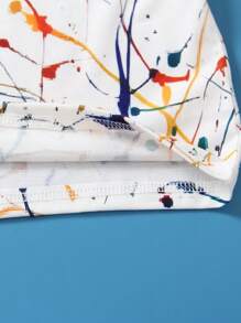 SHEIN Young Boy Fashionable Reflective Tie Dye Print Short Sleeve Round Neck Loose Breathable T-shirt, Suitable For Parties And Casual Outings In Summer - White - View 4