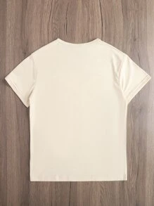 SHEIN Tops con gái Ô tô/xe hơi Lá thư Giải trí - Màu be - Xem 2