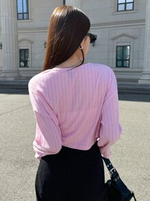 DAZY Áo thun nữ màu trơn Giải trí - Hồng - Xem 2