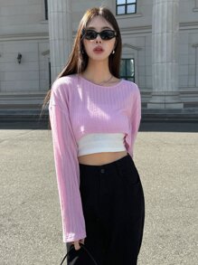 DAZY Áo thun nữ màu trơn Giải trí - Hồng - Xem 6